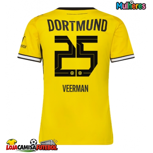 Camisa de Futebol Borussia Dortmund Joey Veerman #25 Equipamento Principal Mulheres 2026-27 Manga Curta